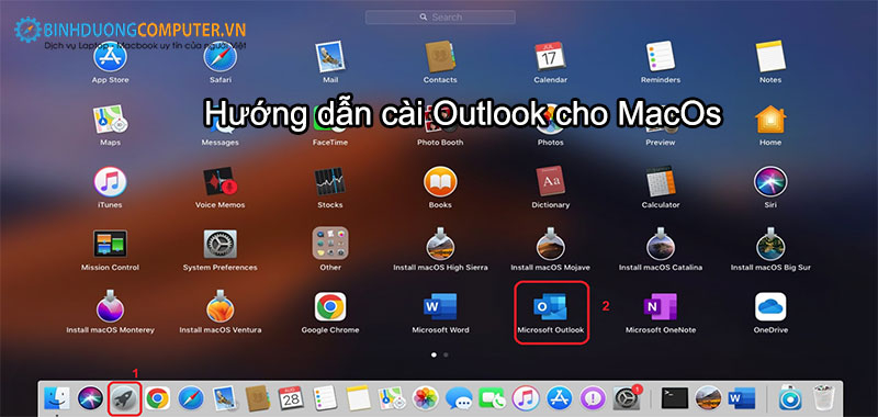 Mở ứng dụng Outlook trên macbook