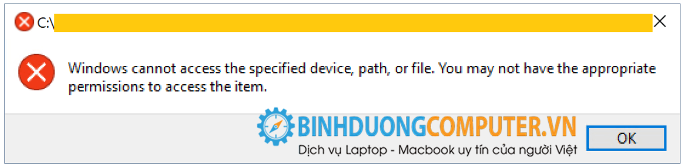 Lỗi không thể truy cập file này