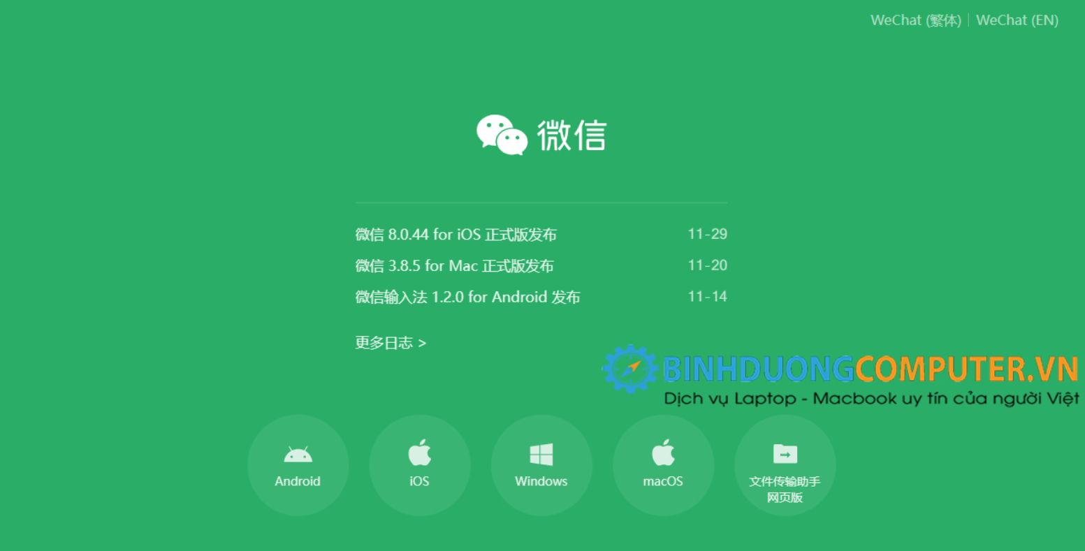 WeChat trên máy tinh Laptop