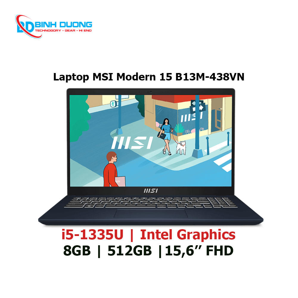 MSI Modern 15 B13M-438VN i5-1335U/8G/512GSSD/UMA/15.6FHD/W11SL/2Y/ĐEN_438VN TẶNG MOUSE HP 