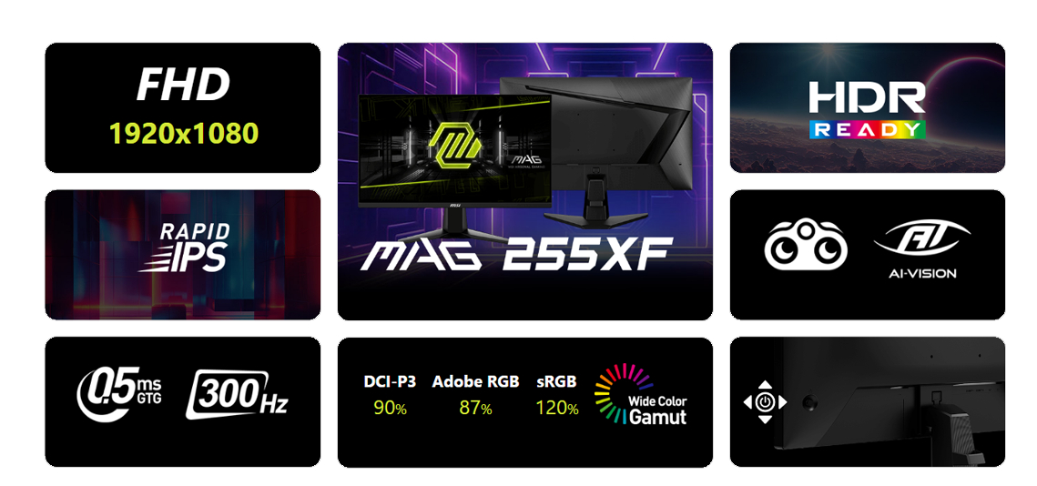 LCD MSI MAG 255XF (24.5” / FHD / IPS / 300Hz / 0.5ms) (BH 36T)