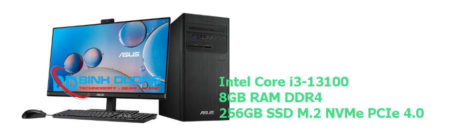 Máy tính để bàn ASUS S500TE i3- 13100/8GD4/256G-SSD/TPM/B760/WL/BT/K B/M/200W/non-OS/3Y-OSS/ĐEN(S500TE- 3131000180)