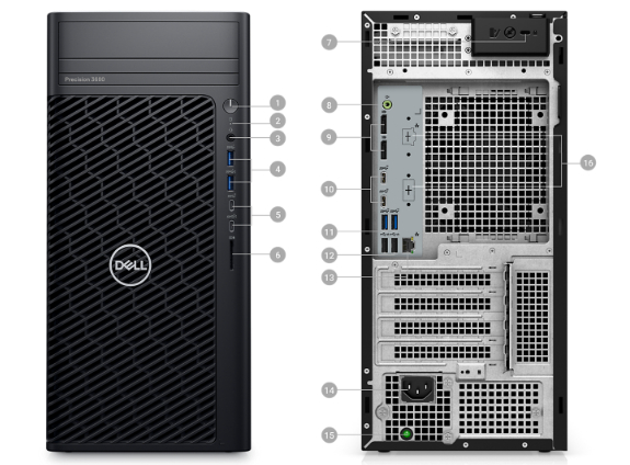 Máy tính trạm Dell Precision 3680 Tower/ Intel Core i7 14th Gen 14700 2.1 GHz to 5.4GHz/Ubuntu 22.04/16GB DDR5/ 256GBSSD/ 2TB SATA/ NVIDIA 400/ 300W/Keyboard KB216/ Mouse MS116/ProSupport 42M & KYHD42PT3680D14700