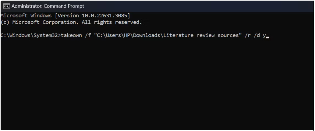 Nhận quyền sở hữu (Take Ownership) bằng Command Prompt