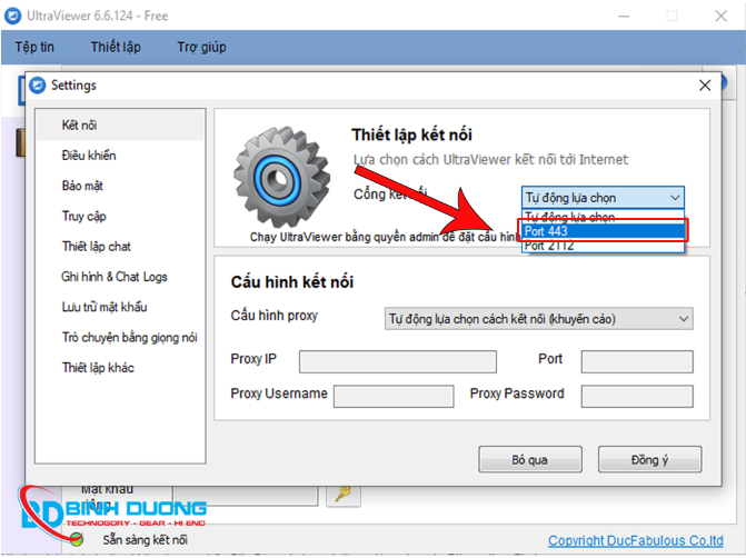 Đổi cổng kết nối (Port)