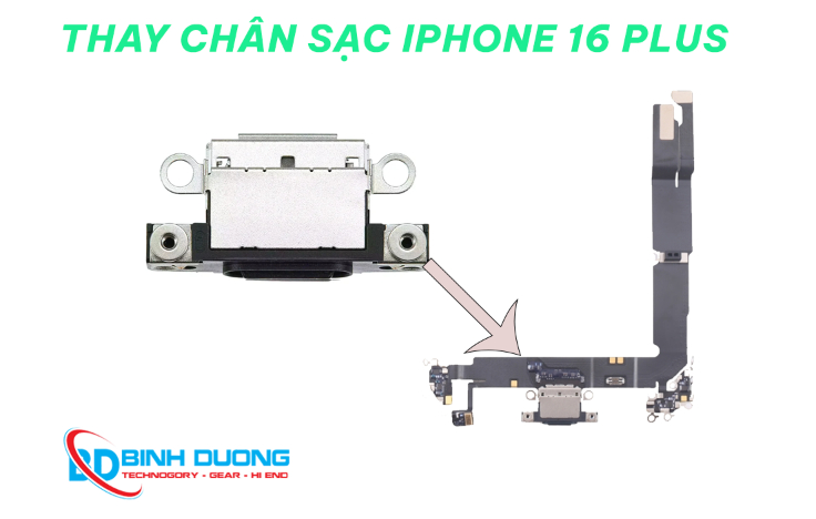 Dịch vụ thay chân sạc điện thoại iphone 16 plus