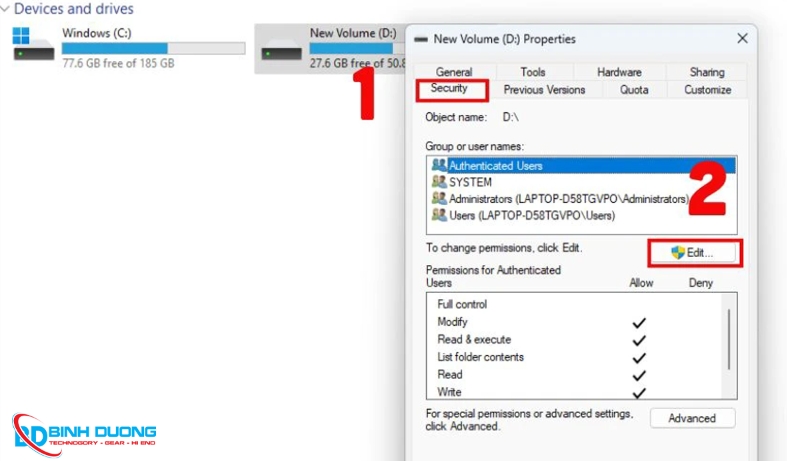 Click chuột phải vào ổ đĩa/thư mục lỗi, chọn Properties.