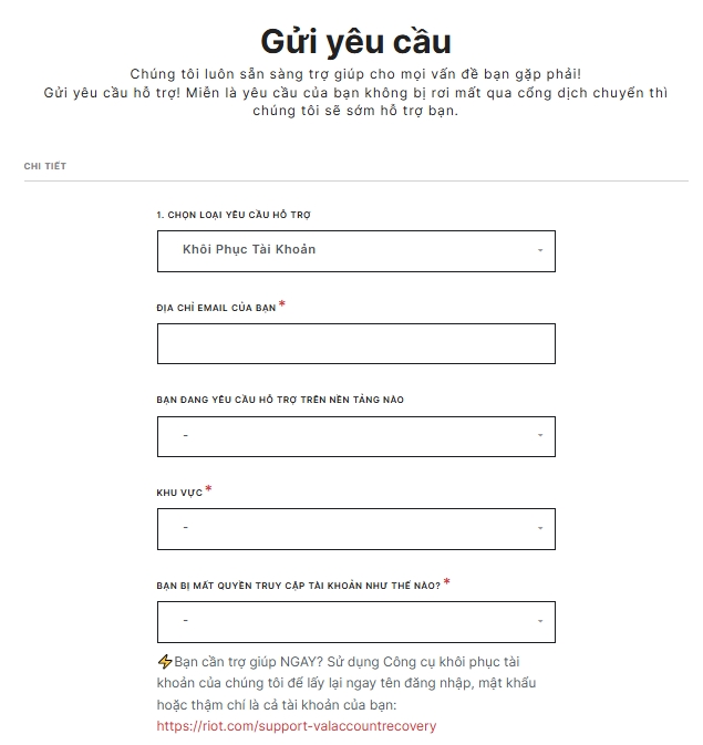 Gửi yêu cầu hỗ trợ