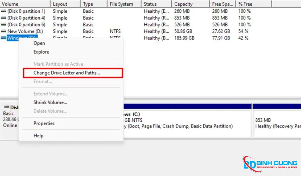 Thay đổi ký tự cho ổ đĩa bị sự cố bước 2
