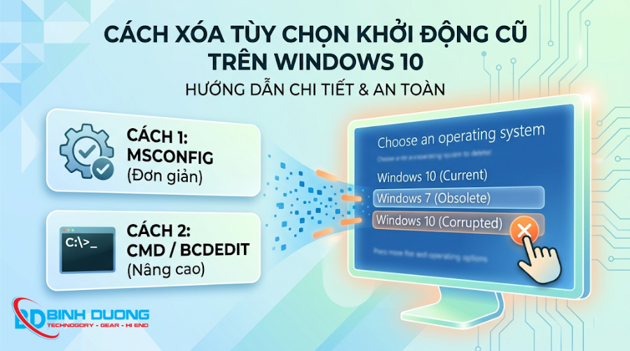 Cách xóa tùy chọn khởi động cũ trong boot menu trên Windows 10