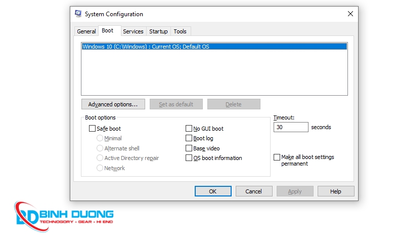 Cách xóa tùy chọn boot cũ bằng System Configuration (msconfig)