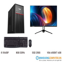 Bộ máy vi tính gaming CPU Core i5 10400F (Ram 8GB/ SSD 250GB/ VSP V2408S 24inch/ VGA 6500XT 4GB)