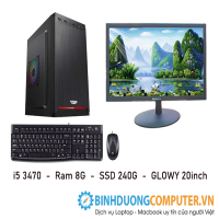 Bộ Máy tính văn phòng CPU intel Core i5 3470 - Ram 8G - SSD 240G - Glowy 20inch